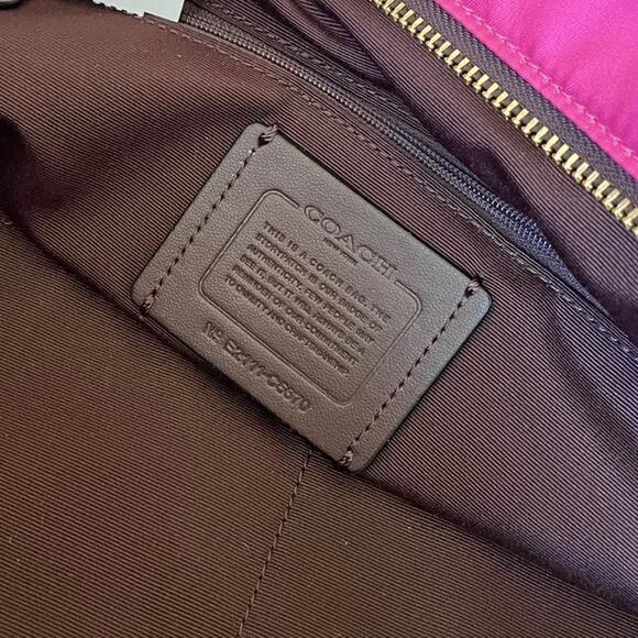 COACH TOTE BAG HOT PINK FLORAL LEATHER ACCENTS CARRY ALL VERSATILE ZIP AROUND - Picture 6 of 6